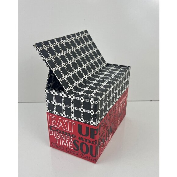 Lang Recipe Box File Red "Let's Eat" Current Vintage Recipe Cards Storage Perfec - Picture 4 of 10